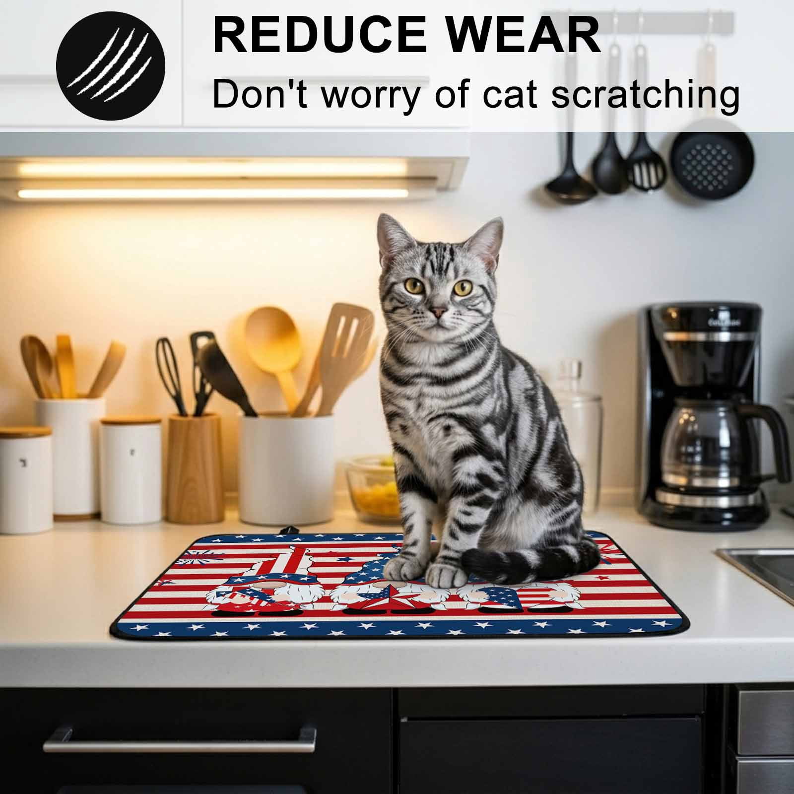 Independence Day Gnomes Stove Top Cover for Electric Stove, Heat-proof & Non Slip Glass Top Stove Cover Protector, 4th of July Red Striped Kitchen Flat Cooktop Rubber Mat 24x21 Inches
