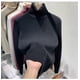 thumbnail image 3 of Suéter grueso de cuello alto para mujer, Jersey de punto cálido forrado de terciopelo, Tops ajustados, Jersey básico femenino, Invierno, 3 of 5