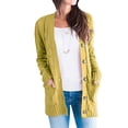 thumbnail image 2 of Guardurnaity Suéter de mujer con cuello en V, botón, prendas de vestir exteriores, abrigo de otoño de punto de manga larga, amarillo, M Prendas para la parte del cuerpo Amarillo SG Guardurnaity AP003363-04, 2 of 6