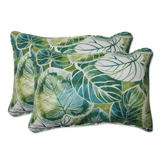 Pillow Perfect 594477 Indoor-Outdoor Key Cove Lagoon Over-Sized Rectangular Throw Pillow, Green - Set of 2