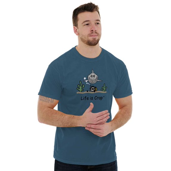 Life Is Crap Mens T-Shirts T Shirts Tees Tshirt Life is Crap Shark Scuba Funny Shirt Cool Gift Sarcastic C