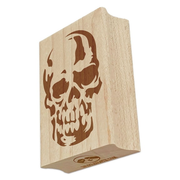 Creepy Shadowy Human Skull Bones Rectangle Rubber Stamp Stamping Scrapbooking Crafting - Small 1.7in