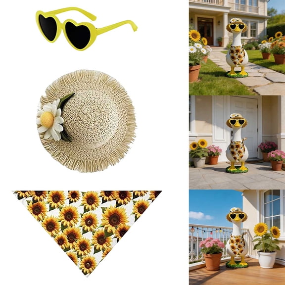 Fmbmuo Orange Porch Goose Outfit Tropical 23 Inch Outdoor Decor, Full Set Clothes Soft Polyester Goose Costume for Outdoor Patio Yard Lawn Decor