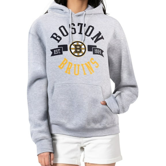 Women's G-III 4Her by Carl Banks Heather Gray Boston Bruins City Graphic Fleece Pullover Hoodie