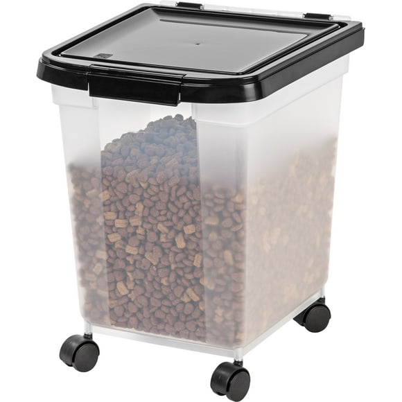 IRIS USA WeatherPro Airtight Dog Food Storage Container, Up to 11.3 Kg, Removable Wheels, for Dog Cat Bird and Other Pet Food Storage Bin, Keep Fresh, Transluc