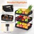 thumbnail image 5 of Lifewit Fruit Basket for Kitchen Counter, 3 Tier Fruit Bowl with Banana Hanger, Vegetable Storage Stand Holder Organizer for Bread Snack Produce, Black, 5 of 8