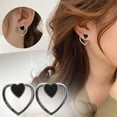 thumbnail image 2 of SUSHANG Love Earrings Black Heart Shaped Earrings for Women Stylish and Versatile Cold Hearted Fashion Earrings, 2 of 9