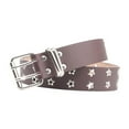 thumbnail image 3 of fenteer Double Grommet Belt Double Prong Buckle Womens Waist Belt for Club Party Men Brown, 3 of 8