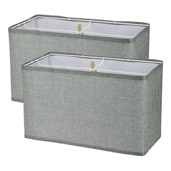 Uxcell 2 Pack Rectangle Lamp Shades 16" x 8" x 10" Large Lamp Shades for Table Wall Bedside Floor Lamp Replacement Gray