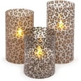 thumbnail image 1 of Mark Feldstein & Associates Wild Leopard Animal Print Flameless LED Glass Pillar Candles, Set of 3, 6 Inch, 1 of 4