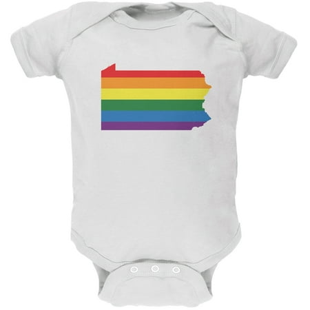 

Pennsylvania LGBT Gay Pride Rainbow White Soft Baby One Piece - 18-24 months