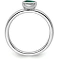 thumbnail image 2 of Solid Sterling Silver Stackable Expressions Low 5mm Round Cr. Emerald Ring - Ring Size 8.0, 2 of 8