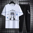 thumbnail image 3 of Conjuntos de pantalones de jogging superiores Ropa deportiva Ropa de hombre Chándal negro Camiseta estampada Trajes deportivos de manga corta para hombre Ajuste regular, 3 of 5