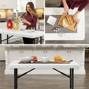 Lifetime 4 Foot Adjustable Rectangle Folding Table, Indoor/Outdoor Commercial Grade, White Granite (80160)