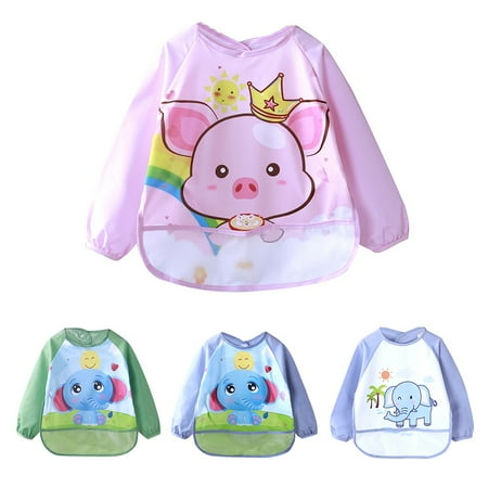 

MyBeauty Children Infant Baby Cute Cartoon Waterproof Eating Bib Pocket Long Sleeve Apron XXL 2