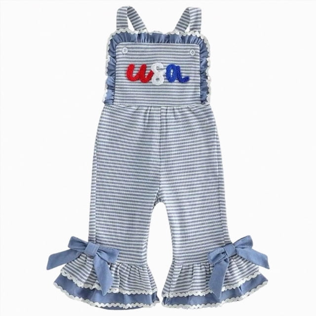 gdxvjhbj Toddler Girls Rompers Little and Infant Girls Overall Long Pants Ripped Romper with Pockets 3T 4T (Dark Blue,3-4 Years)