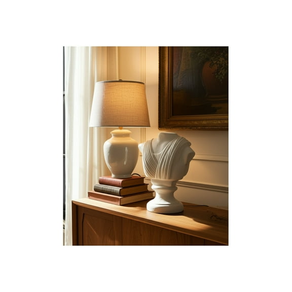 Sculpture Bust Paper Wood Mache MDF Draped Classical Body Form Home Office Bedroom Living Room Decor - 16" Ivory