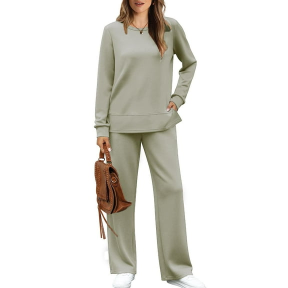 Women's 2 Piece Sets Sweatshirt Casual Travel Outfits Fashion Wide Leg Tracksuit Cozy Sweatsuits Women Tuxedo Suit Wedding Pant Suits Petite Pant Suits for Women Dressy Dress And Coat Set for Women