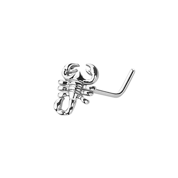 BodyJewelryOnline 20G Surgical Steel L Shape Nose Stud Ring Scorpion Earring Piercing For Women 1/4"