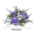 thumbnail image 3 of Valentine's Day Wedding Rose Candle Rings Wreath Artificial Rose Candle Holders Wreath with Leaf Artificial Floral Candleholders Garland for Pillar Centerpiece Party Table Decor, 3 of 7
