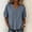 Blue, variant on ClodeEU Women's Linen Blend V Neck Short Sleeve Blouse, Casual Solid Color Loose Fit Summer Shirt Blue,Women's Plus L
