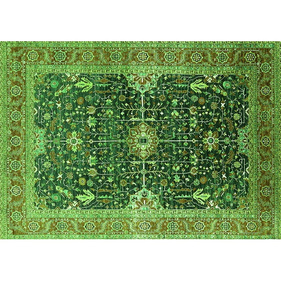 Ahgly Company Indoor Rectangle Oriental Green Industrial Area Rugs, 6' x 9'