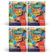 4 Pack - Curad Kendra Dandy Flex-Fabric Adhesive Bandages, Dragonfruit & Bananas - Standard Strip, 30 Ct 1 ea