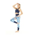 thumbnail image 3 of Women's Athletic Sportswear Solid Bra Top and Patterned Legging Set in Firebird Blue White Small, 3 of 5