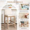 thumbnail image 6 of Zesthouse 25.8" Modern Bar Stools Set of 2, Wooden Counter Height Barstools with Back, Upholstered Linen Counter Stools with Distressed Solid Wood Legs for Kitchen Island, Beige, 6 of 11