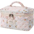 thumbnail image 1 of Bolsa de maquillaje AMULOKRU acolchada de gran capacidad con estampado floral, 1 of 7
