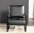 thumbnail image 4 of Dtwnek Mid Century Modern Accent Chair with Metal Frame, PU Leather Upholstery Armchair for Living Room, Bedroom, Home, Office, Black, 4 of 6