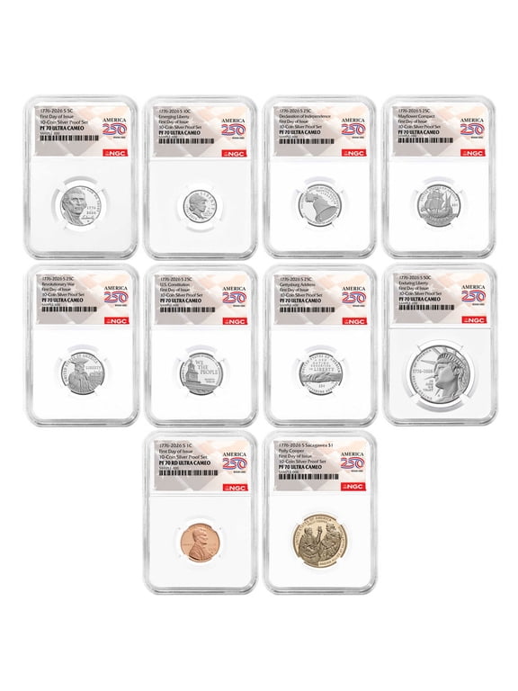 2026-S U.S. Silver Proof 10pc Set NGC PF70UC FDI American 250th Anniversary Label