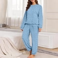 thumbnail image 2 of KyCheLot Fleece Pajama Sets for Women Winter Long Sleeve Round Collar Tops Cuffed Pants Comfy Thicken Warm Outfits, 2 of 6