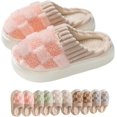 thumbnail image 1 of Kawaii Checkered Slippers Unisex Cute Fluffy Home Slippers Fuzzy Slippers, 1 of 5