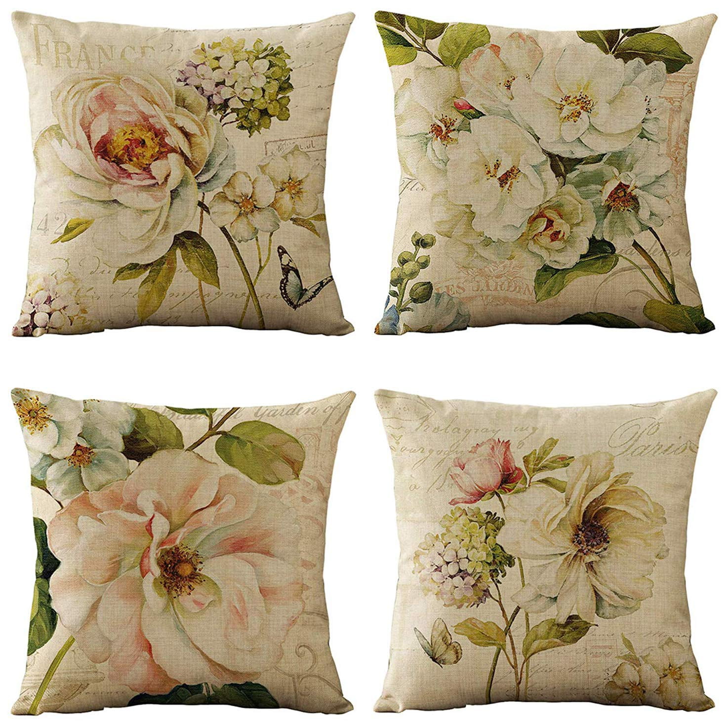 Cushion Cover 18x18 inch Floral Spring Flower Décor Throw Sofa Pillow Case Print 
