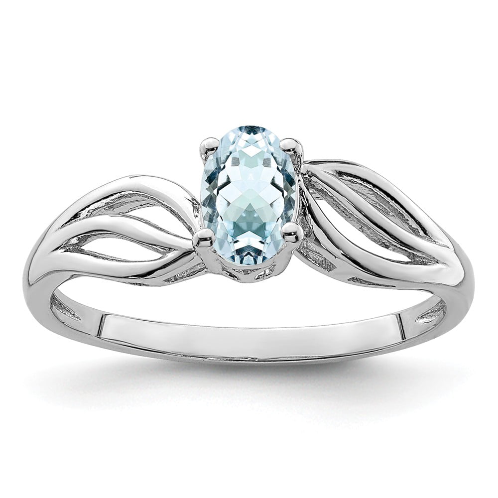 Blue Aquamarine Solitaire Ring March Birthstone Ring Aquamarine Ring in 925 Sterling Silver