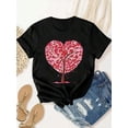 thumbnail image 2 of Valentine's Day Theme Printed Women's T-Shirt, Women's Valentine's Day Gift Casual, Fashionable, ComCamisetas para mujer, lindas camisetas con estampado gráfico, de manga corta, estilo casual, para ve, 2 of 7