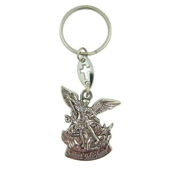 St Michael The Archangel Silver Tone Key Ring Religious Key Chain