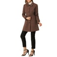 thumbnail image 2 of INSPIRE CHIC Women's Peter Pan Collar Single Breasted Winter Overcoat S Deep Brown, 2 of 7