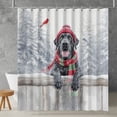 thumbnail image 2 of Playful Great Dane Welcomes Winter Snowy Day with Cardinal Bird Shower Curtain Danes Dog Lover Gifts Waterproof Bathroom Bathtub Curtain - 12017, 2 of 5