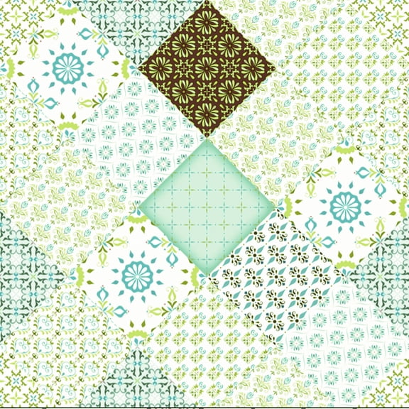 Dundee Deco Peel and Stick Self Adhesive Wallpaper - Cerulean Teal Green Shapes, 18 ft x 24 in