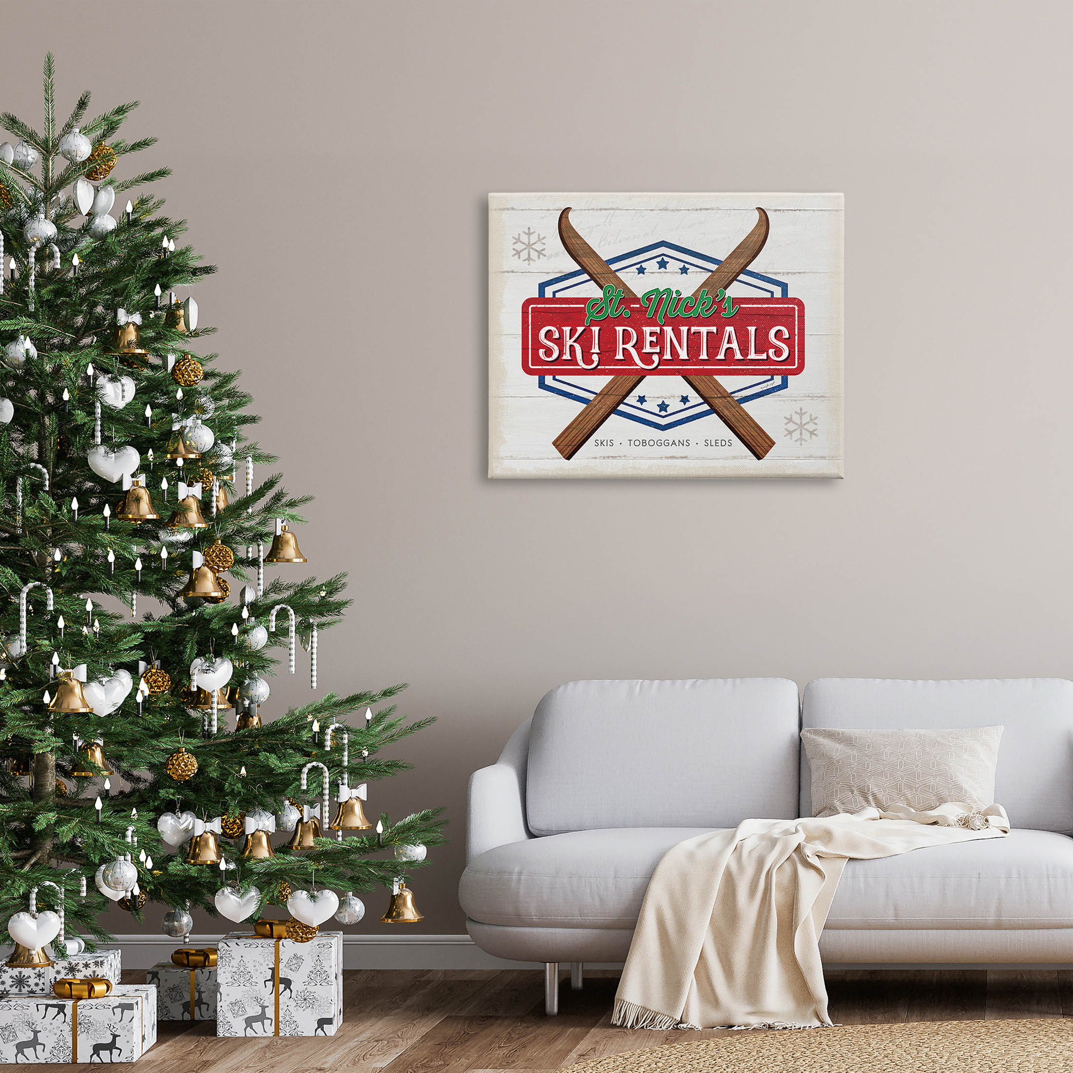 Stupell Industries St. Nick's Ski Rentals Vintage Graphic Art Gallery Wrapped Canvas Print Wall Art, Design by Jennifer Pugh