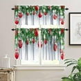 thumbnail image 3 of Christmas Valance and Tier Set, Christmas Ribbon Bells Small Half Window Tier Curtain, Valance Window Treatment Decor for Kitchen/Bedroom 54x18 & 27x36x2, 3 Panel, 3 of 4