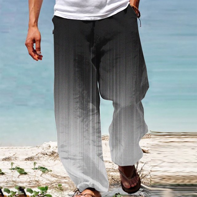 Pantalones largos de verano para hombre, informales, a la moda, con estampado degradado, cintura elástica, rectos