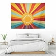 thumbnail image 3 of ONETECH Boho Rainbow Sun Tapestry Horizontal Hippie Tapestries Wall Hanging Retro 70s Bedroom Bohemian Abstract Minimalist Colorful Mid Century Art Tapestry Wall Decor for Living Room Dorm,, 3 of 7