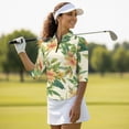thumbnail image 4 of Uorisanigo Hawaiian Flower Women's Golf Top Comfortable Polyester Spandex Fabric Moisture Wicking Casual Tennis Activewear Fashion Quarter Zip Workout Sports Outing Wear Size S, 4 of 7