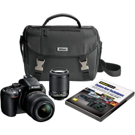 Nikon D5100 16.2 MP CMOS Digital SLR Camera Bundle with 18-55mm and 55-200mm VR AF-S (Best Speedlight For Nikon D5100)
