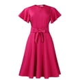 thumbnail image 2 of Women's Casual Cap Sleeve Pleated Long Midi Dress Loose Beach A line Flowy Dress, 2 of 8