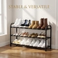 thumbnail image 3 of PLUZON Expandable 3-Tier Metal Shoe Rack, Adjustable Storage Shelf for Entryway, Closet & Hallway, Black, 3 of 7