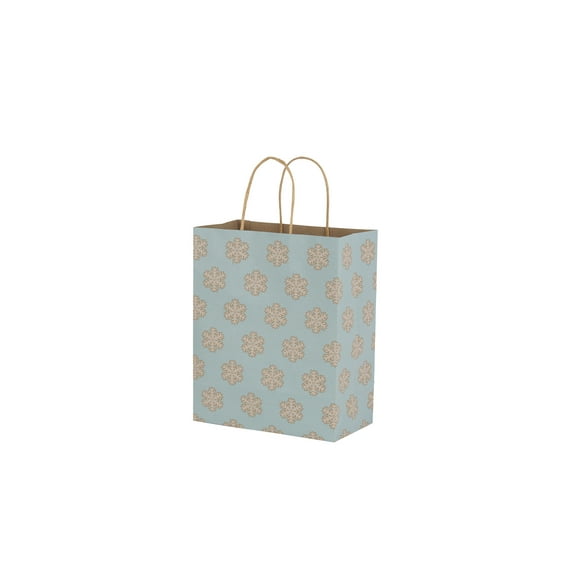 SSWBasics Medium - Blue Snowflake Paper Shopping Bags - Case of 100
